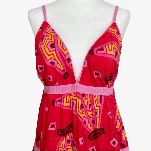 FARM Rio Red Tiki Bananas Tiered Maxi Dress Large NWT - Picture 4 of 15